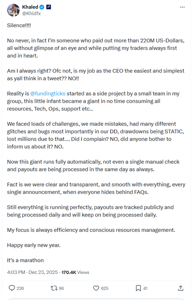 funding pips khaled SILENCE tweet