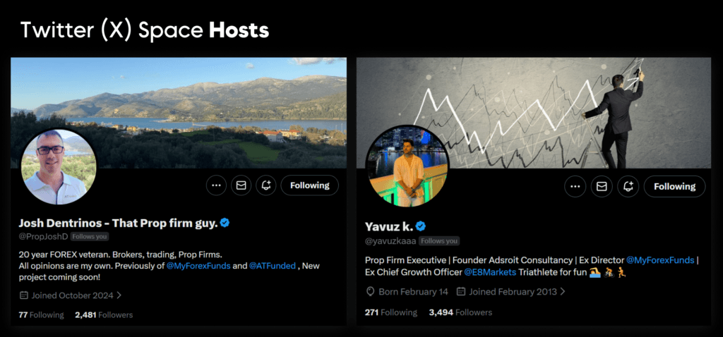 Josh Dentrinos and Yavus Ex My Forex Funds Leadership