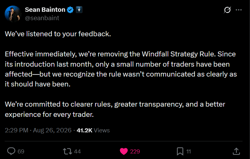 blue guardian windfall removed