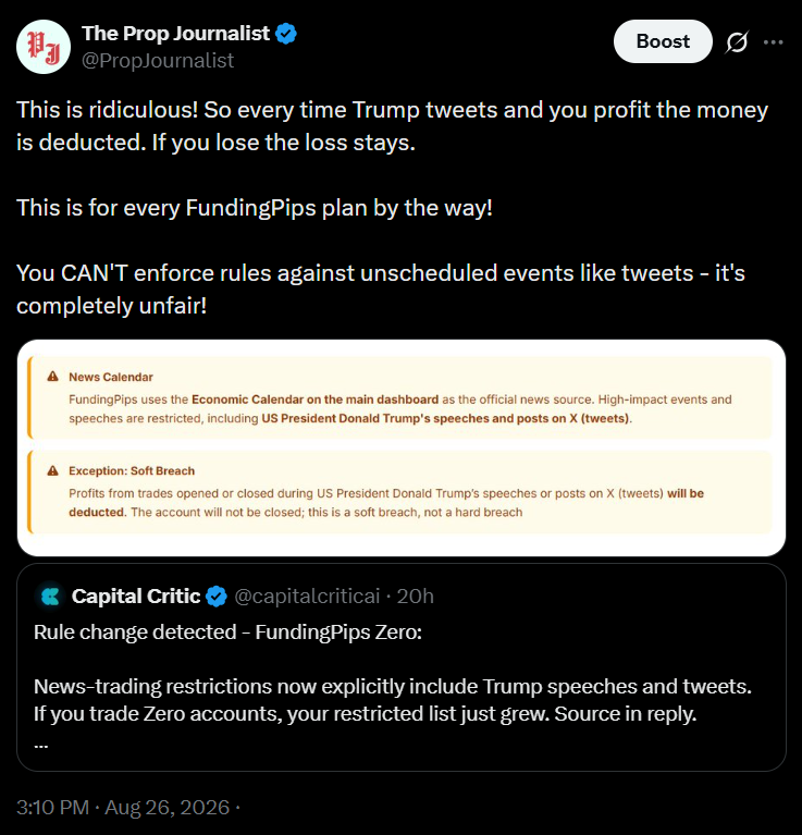 fundingpips trump tweets restrictions