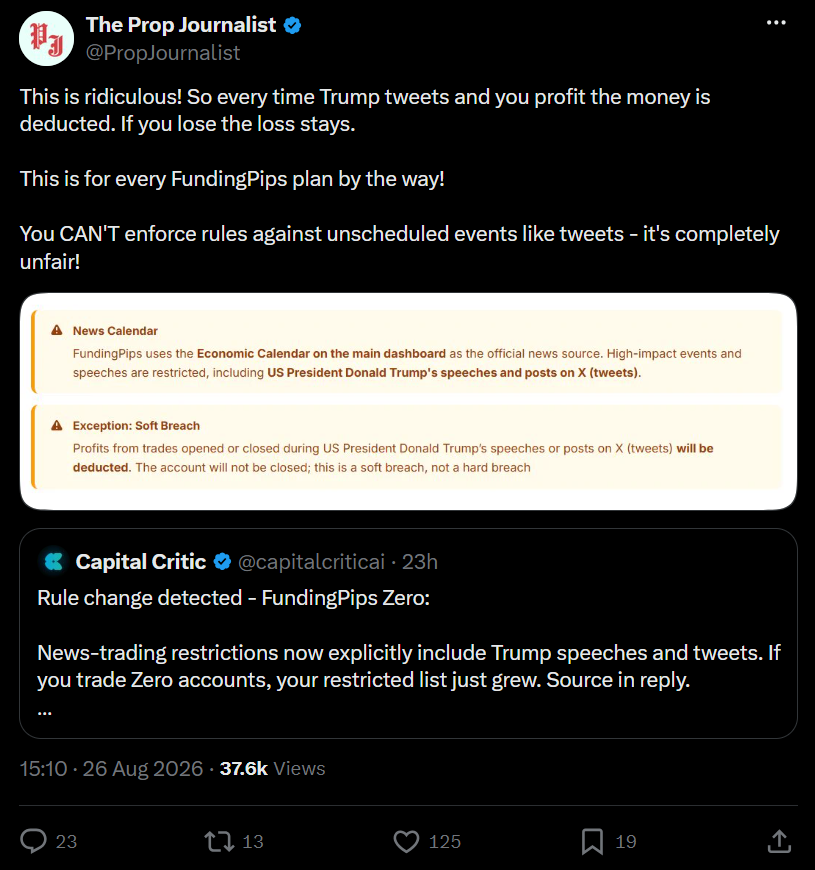 prop journalist fundingpips trump rule tweet