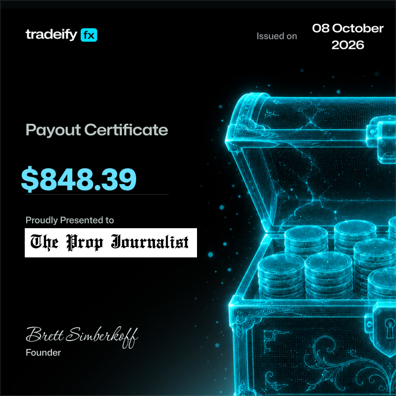 Tradeify FX $848 payout certificate